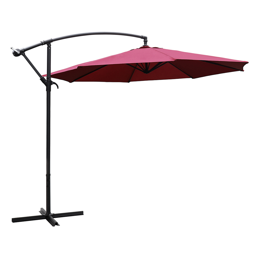 Living and Home Red Cantilever Parasol with Cross Base 3m Image 1
