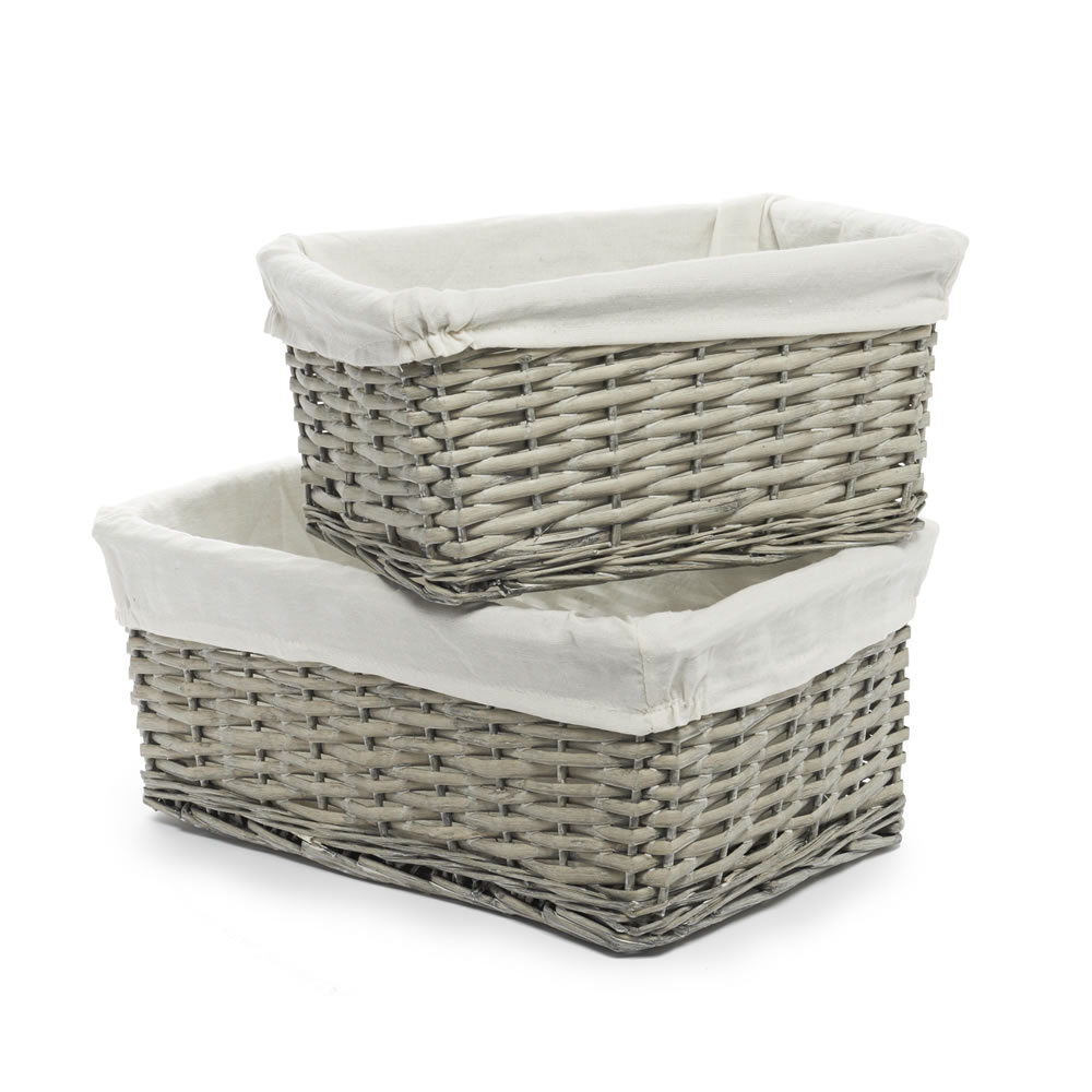 Wilko Willow Storage Basket Grey Set of 2 Image 1
