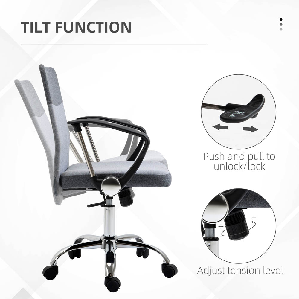 Portland Grey Linen Swivel Ergonomic Office Chair Image 4