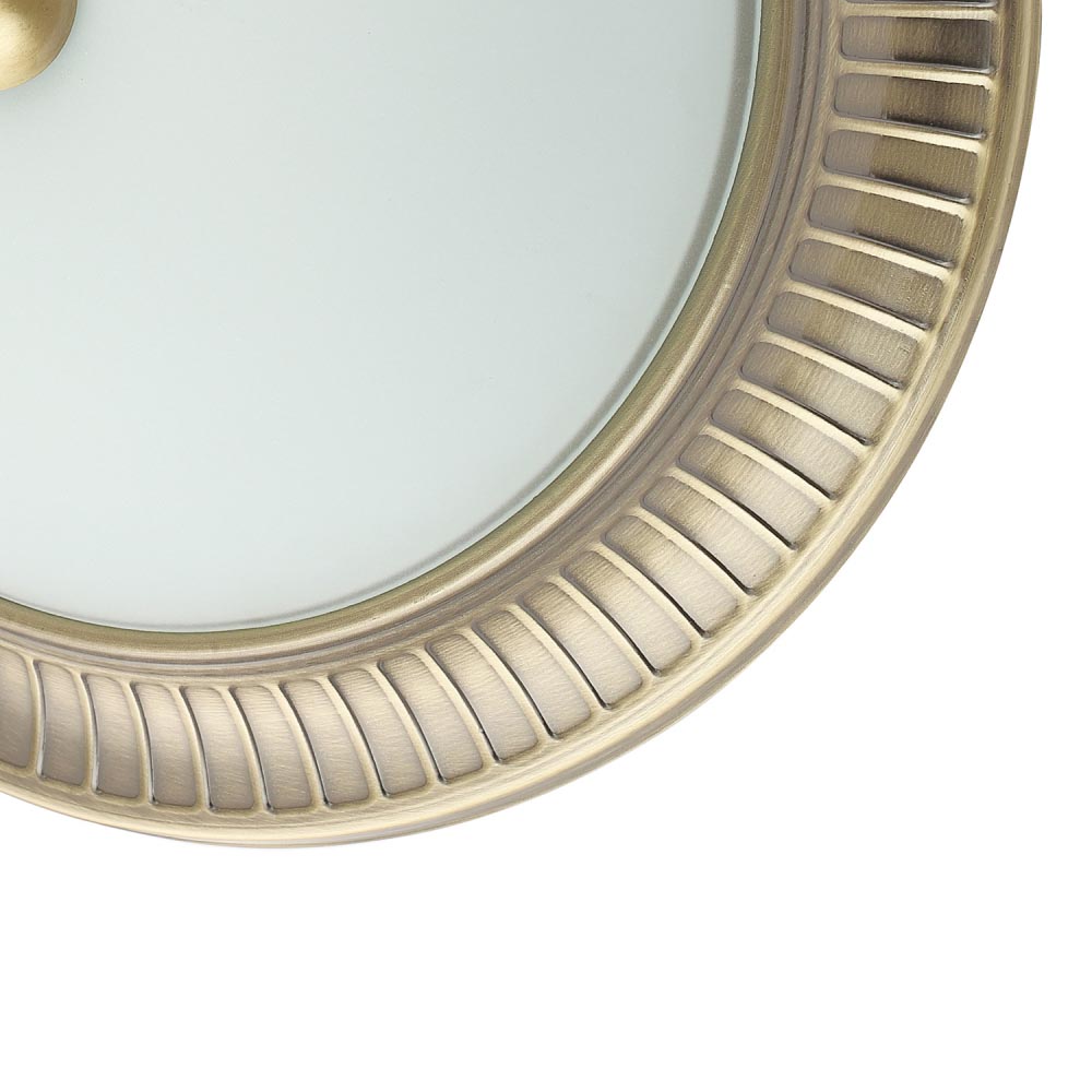 Happy Homewares Traditional Antique Brass Flush Ceiling Light with White Glass Diffuser Image 3