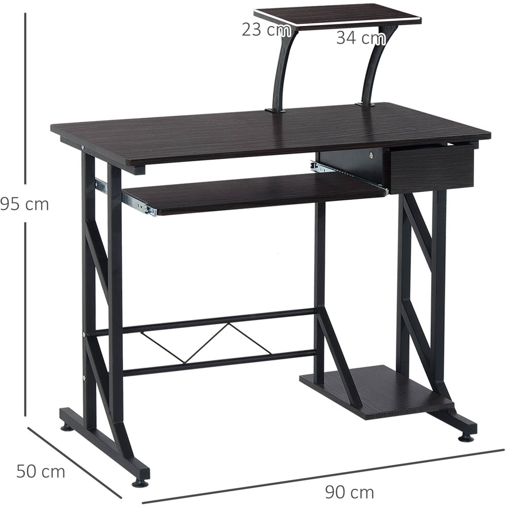 Portland Wood Computer Desk with Display Stand Brown Image 7