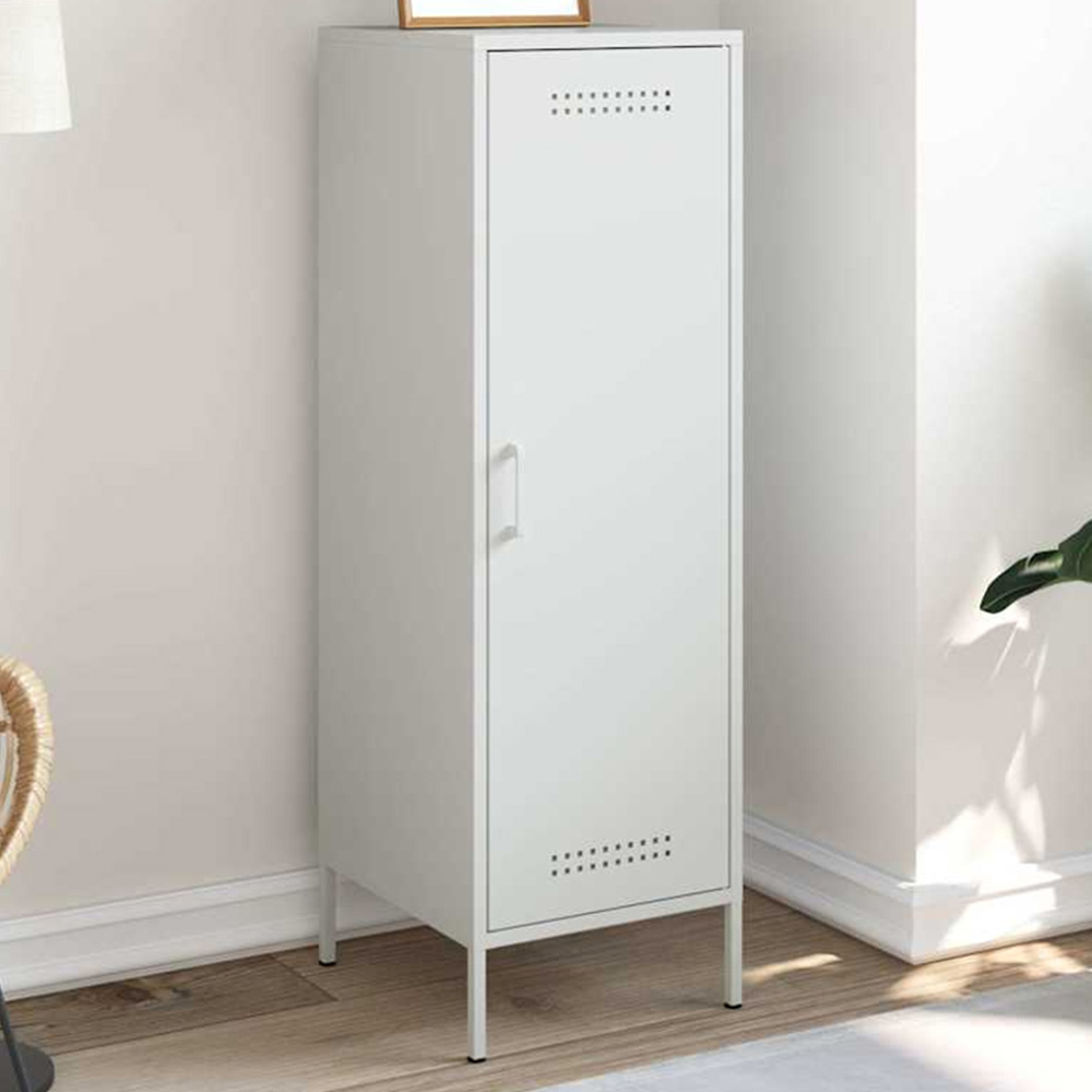 vidaXL Single Door White Steel Highboard Image 1