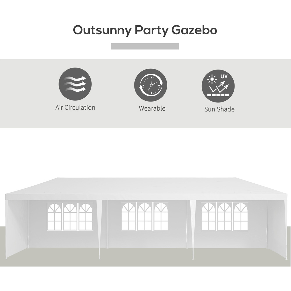 Outsunny 9 x 3m White Party Tent Gazebo Image 4