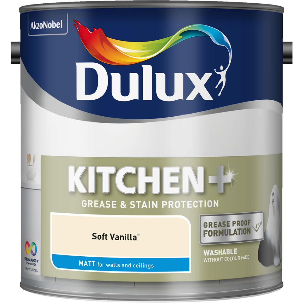 Dulux Kitchen+ Matt Emulsion Paint Soft Vanilla 2.5L Image 1