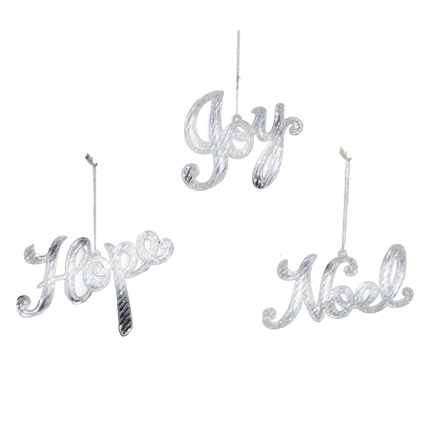 Frosted Fairytale White Hanging Hope Joy Noel Decoration Ornament Image