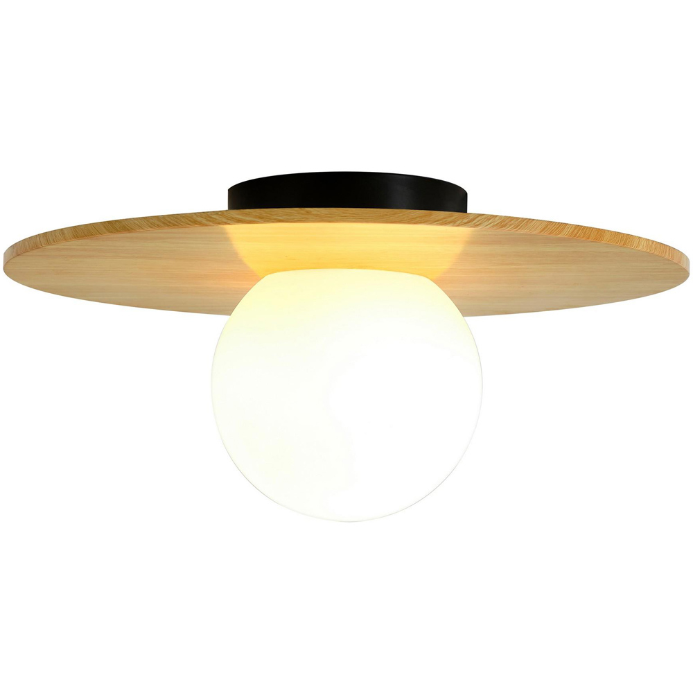 Nordlux Siona Wood Foil Round Opal White Glass Diffuser Ceiling Light Image 1