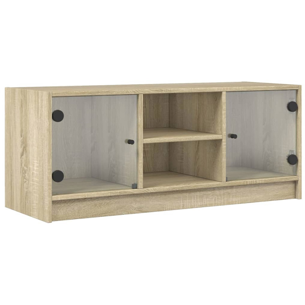 vidaXL 2 Glass Door 2 Open Shelf Sonoma Oak TV Cabinet Image 2