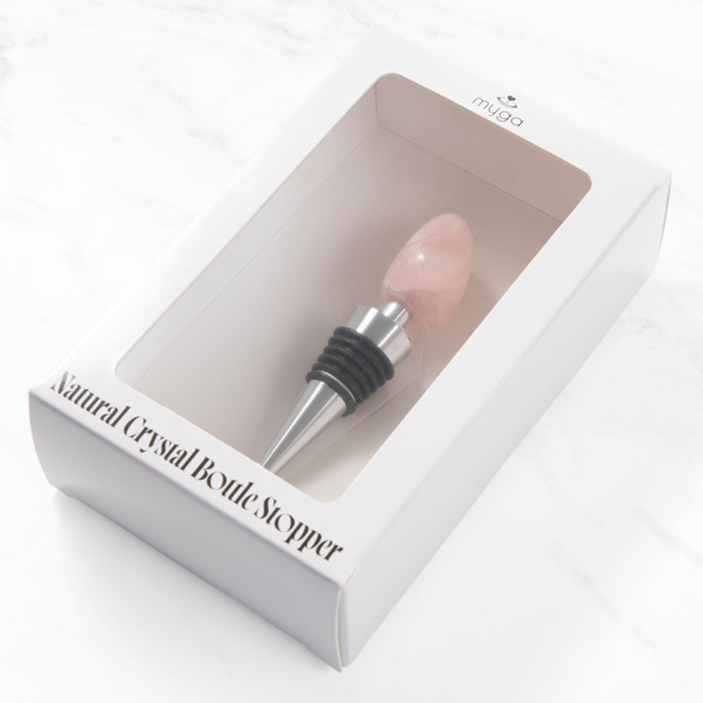 Myga Rose Quartz Crystal Bottle Stopper Image 2