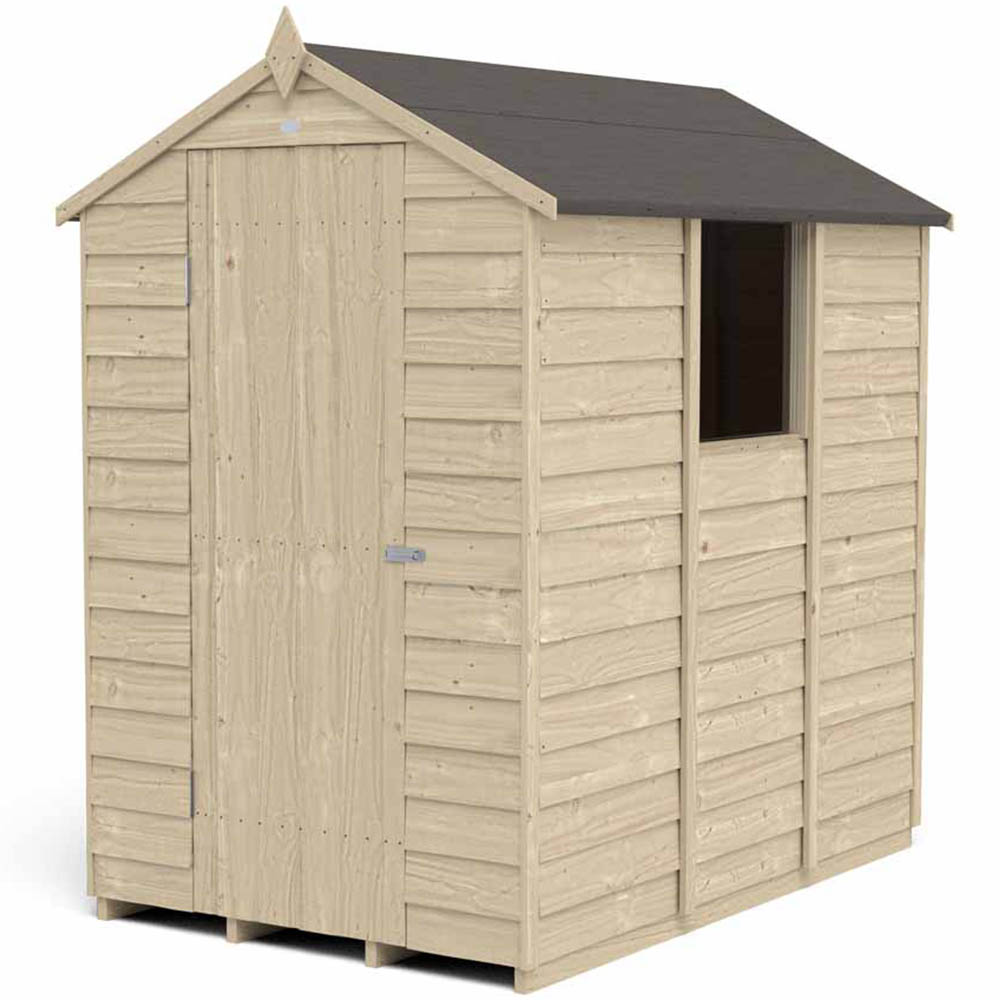 Forest Garden 6 x 4ft Overlap Pressure Treated Apex Shed with Window Image 1