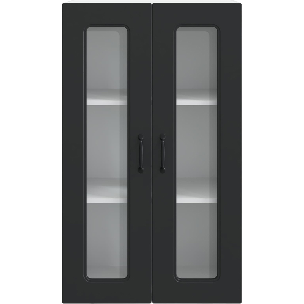 vidaXL 2 Glass Door Black Kitchen Wall Cabinet Image 4