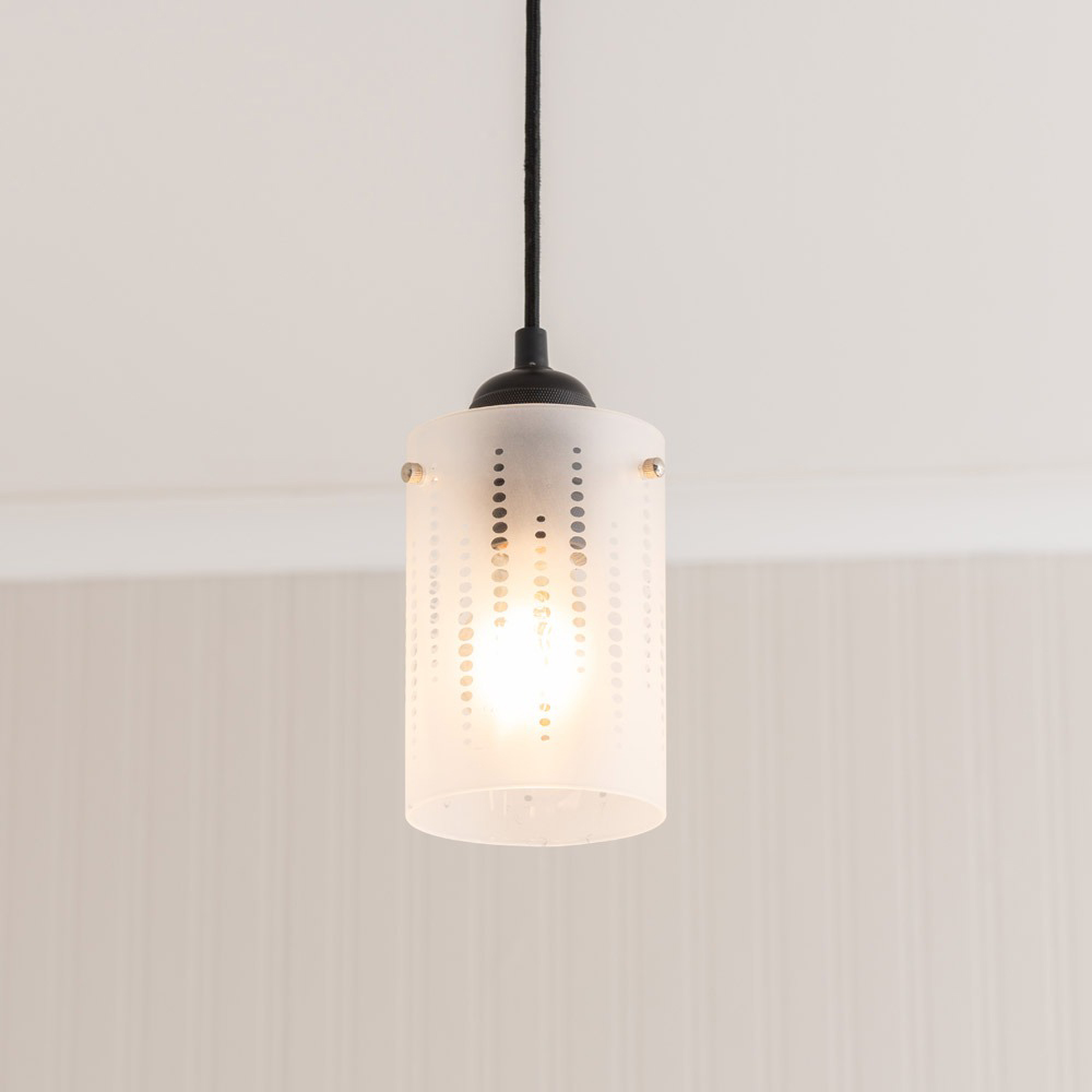 Elsie Frosted Glass Spotted Small Cylinder Shade Ceiling Lamp Image 3
