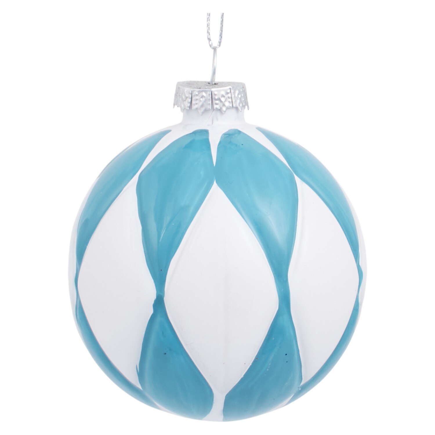 White and Blue Geometric Bauble Image 3