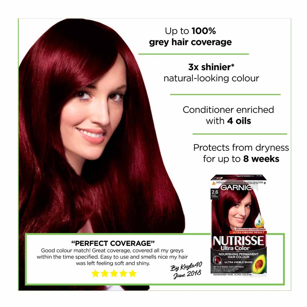 Garnier Nutrisse Ultra Dark Cherry Red 2 6 Permanent Hair Dye Wilko