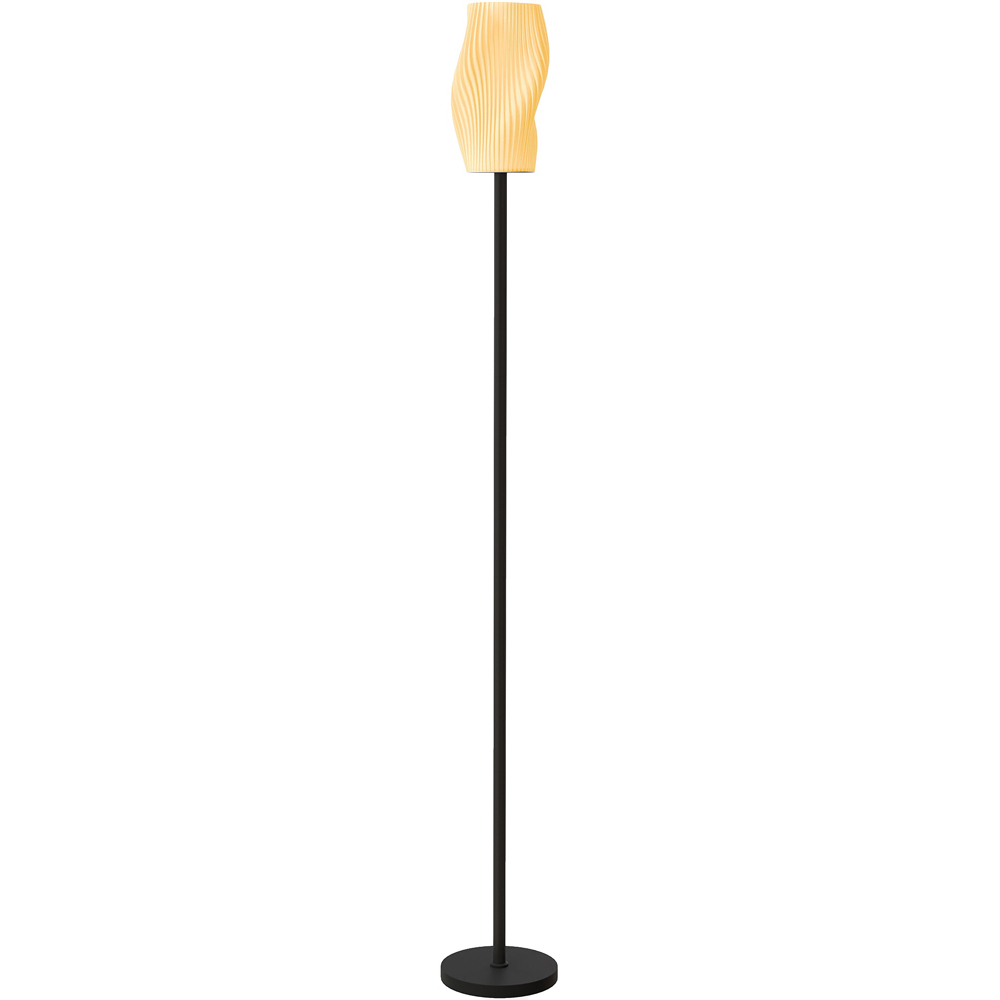 HOMCOM White 3D Printed Flowing Curve Shade Black Floor Lamp with 3 Colour Temperature Image 1