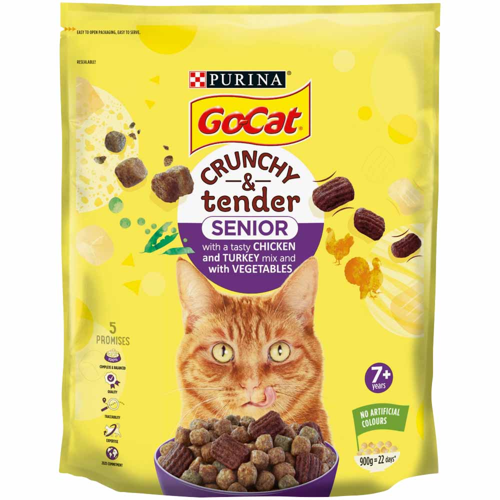 Go-Cat Crunchy & Tender Senior Chicken & Veg Dry Dry Cat Food 900g Image 2