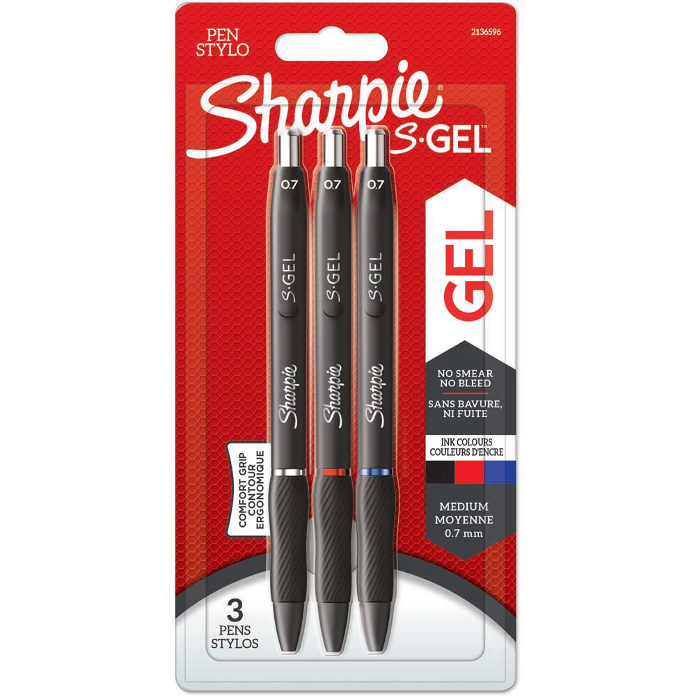 Sharpe S Gel Retractable Pen Assorted 3 Pack Image 1