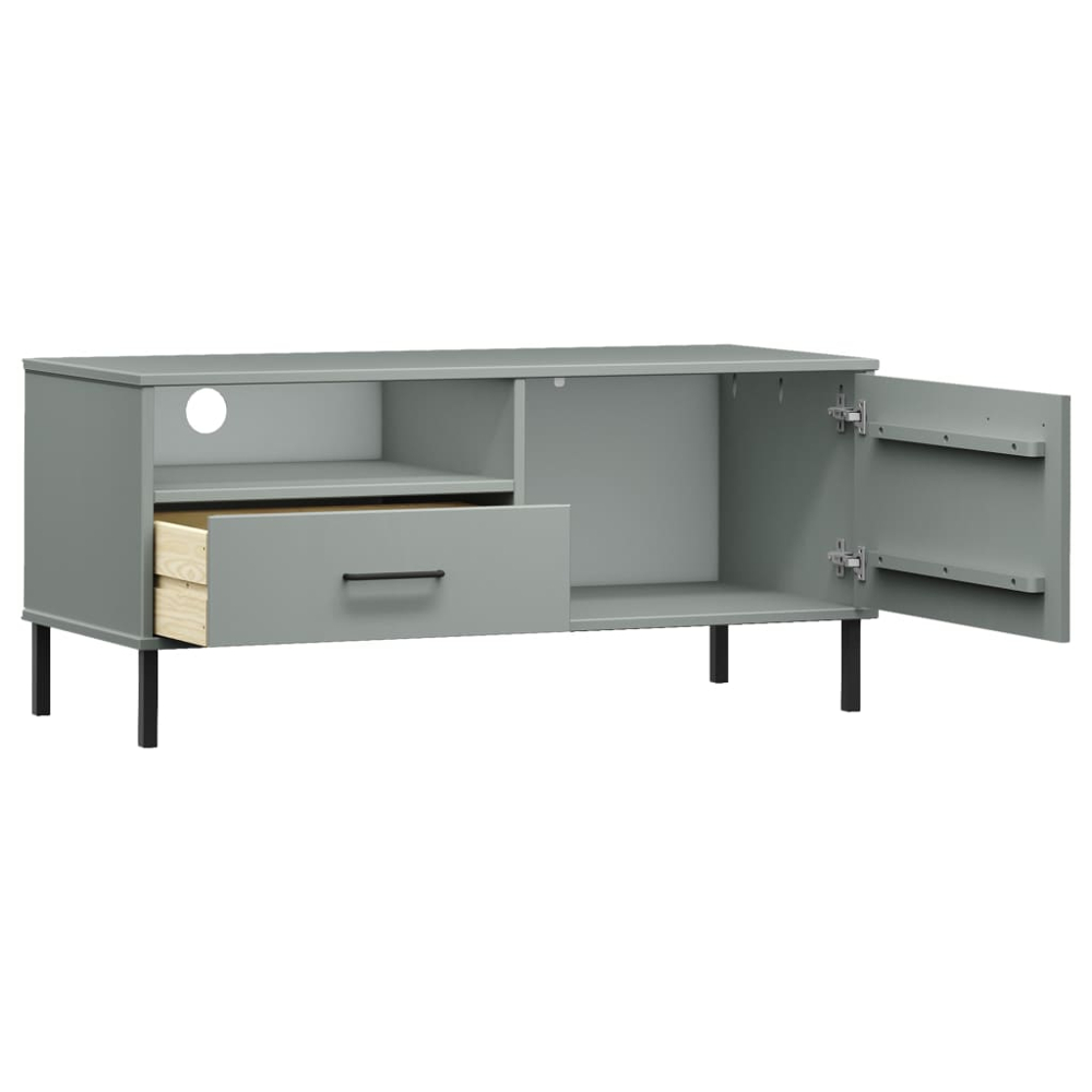 vidaXL Oslo Single Door Single Drawer Single Shelf Grey TV Cabinet Image 5