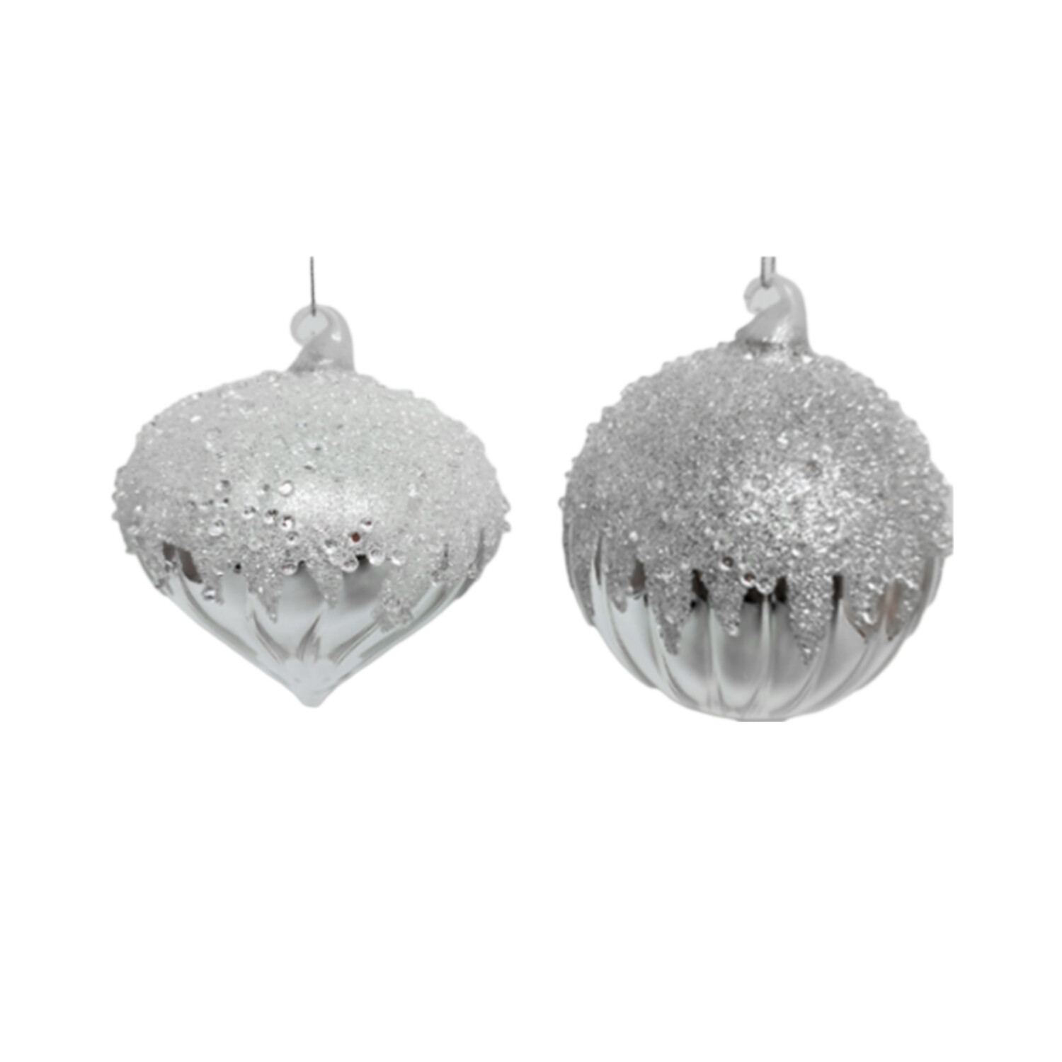Single Midnight Fantasy Silver Shiny Bauble in Assorted styles Image 1