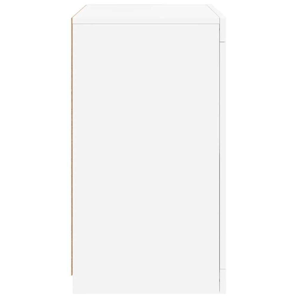vidaXL Single Door 2 Shelf White Side Cabinet with LED Lights Image 6