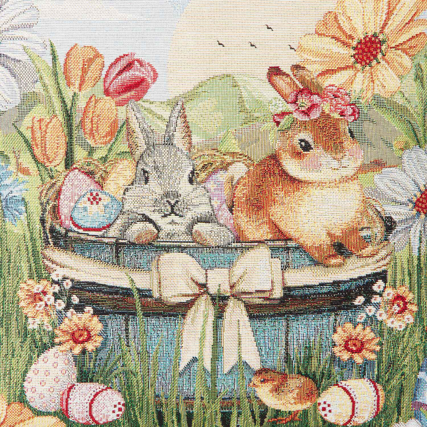 Spring Bunnies Tapestry Cushion - Multicolour Image 3