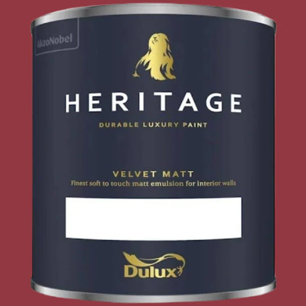 Dulux Heritage Walls and Ceilings Pugin Red Velvet Matt Emulsion Paint 1L Image 2