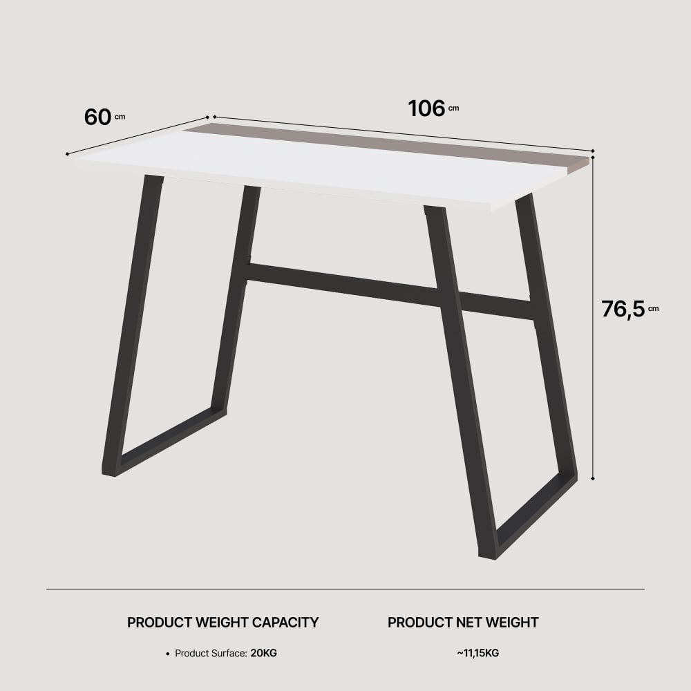 Decortie Kemre Metal Leg Modern Computer Desk Black White and Mocha Grey Image 8