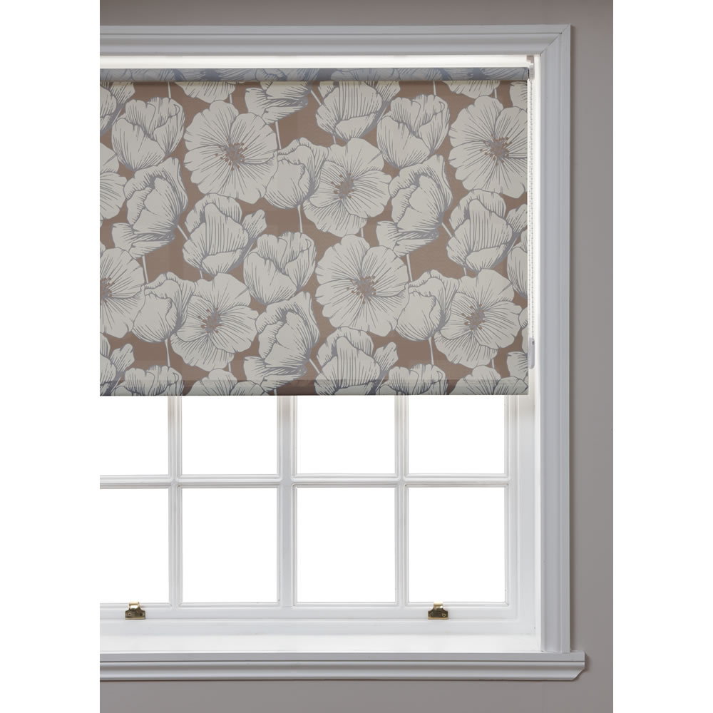 Wilko Floral Roller Blind Neutral 120cm wide x 160cm drop Image