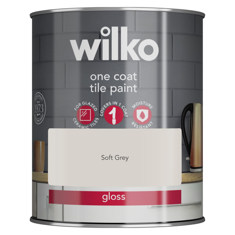 Wilko One Coat Light Grey Tile Paint 750ml Image 2