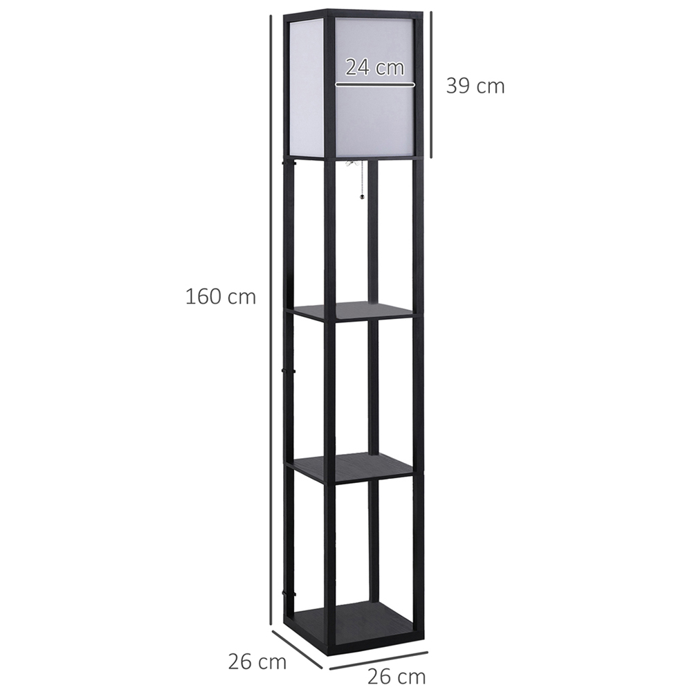 HOMCOM Modern 3 Shelf Black Floor Lamp Image 8