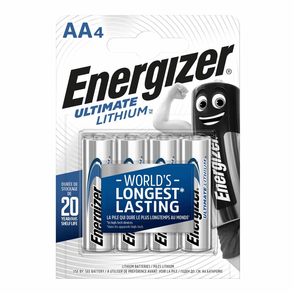 Energizer Ultimate LR6 1.5V Lithium AA Batteries 4 pack Image 1