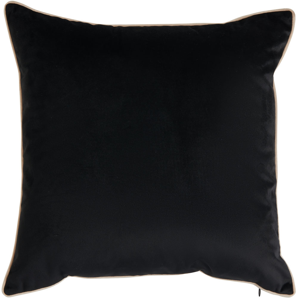 Wilko Black Velour Cushion with Piping 43 x 43cm Image 1