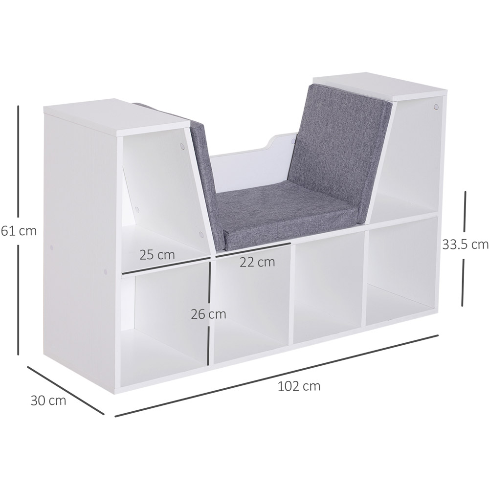HOMCOM Multi Shelf White Bookcase with Seat Image 6