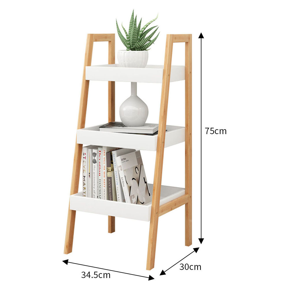 Living and Home Multi Tiered White Ladder Shelf Image 9