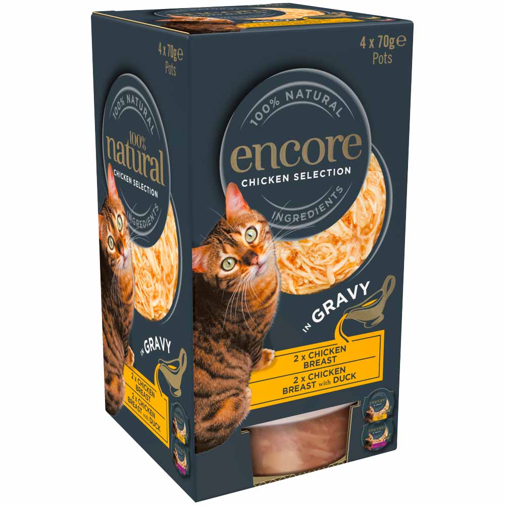 Encore Chicken in Gravy Cat Food Pots 4 x 70g Image 1