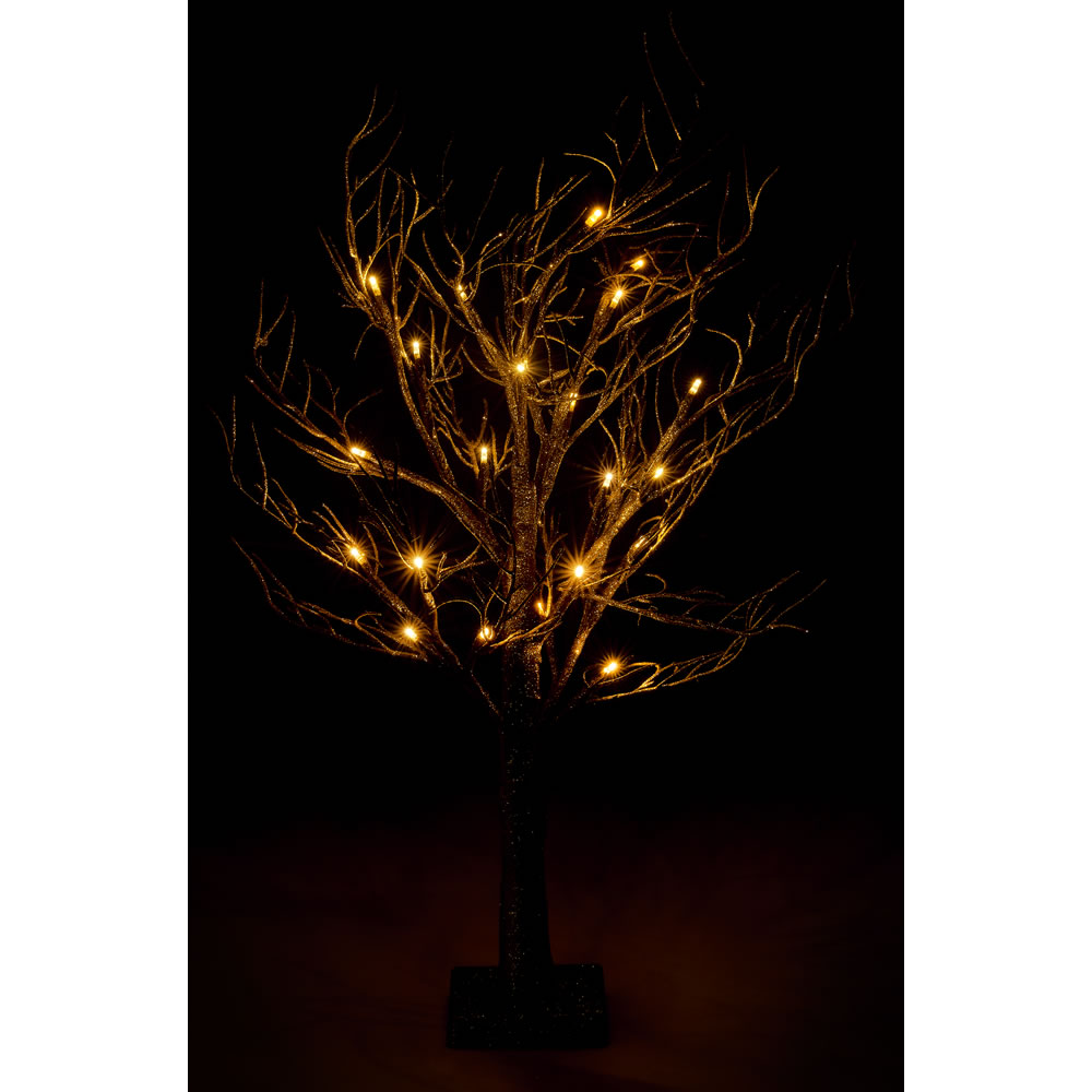 Wilko Luxe Sparkle Soft Gold Glitter LED Christmas Twig Tree Image 2