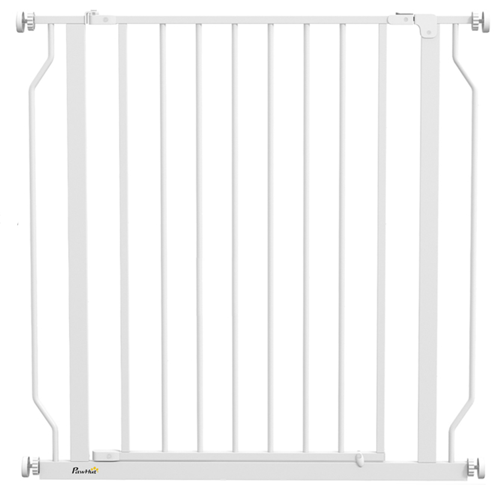 PawHut White 75-85cm Door Pressure Fit Wide Stair Pet Safety Gate Image 1
