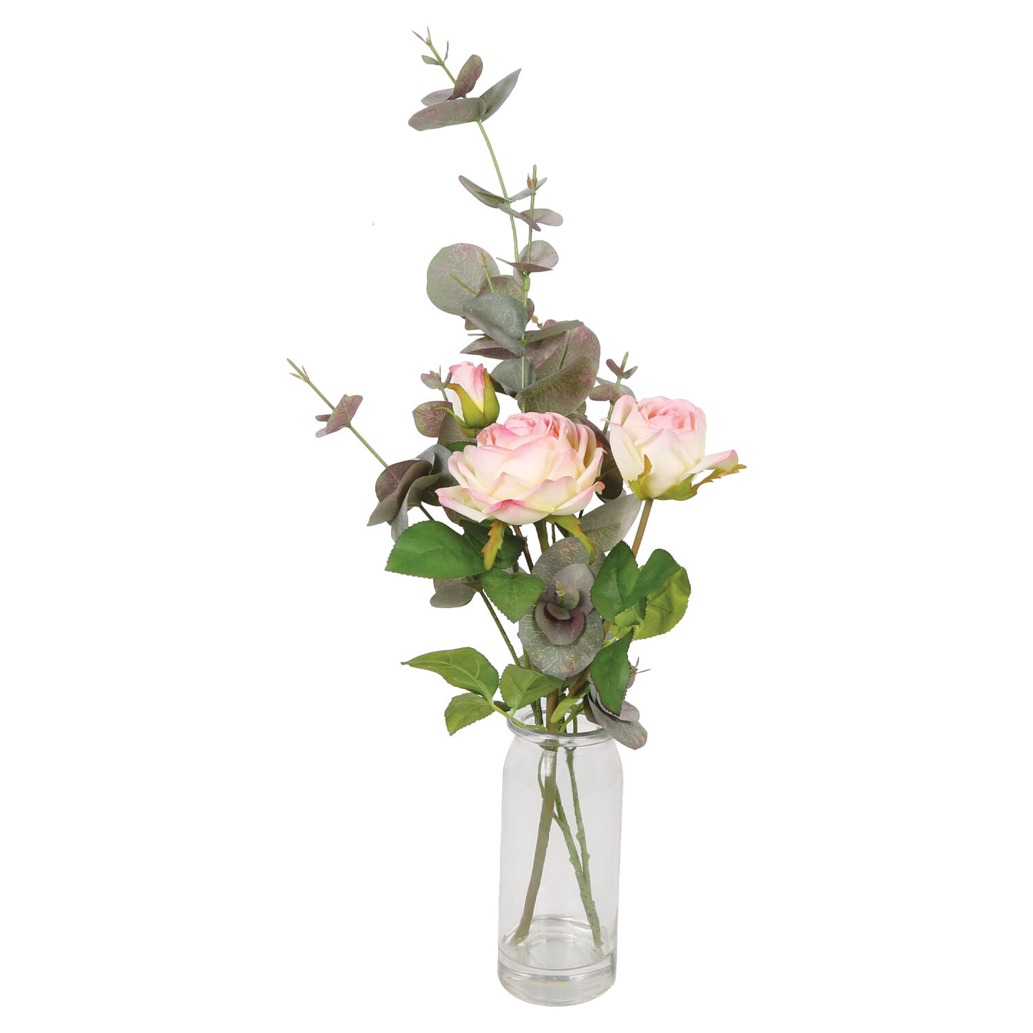 Rose with Eucalyptus in Glass Jar Image