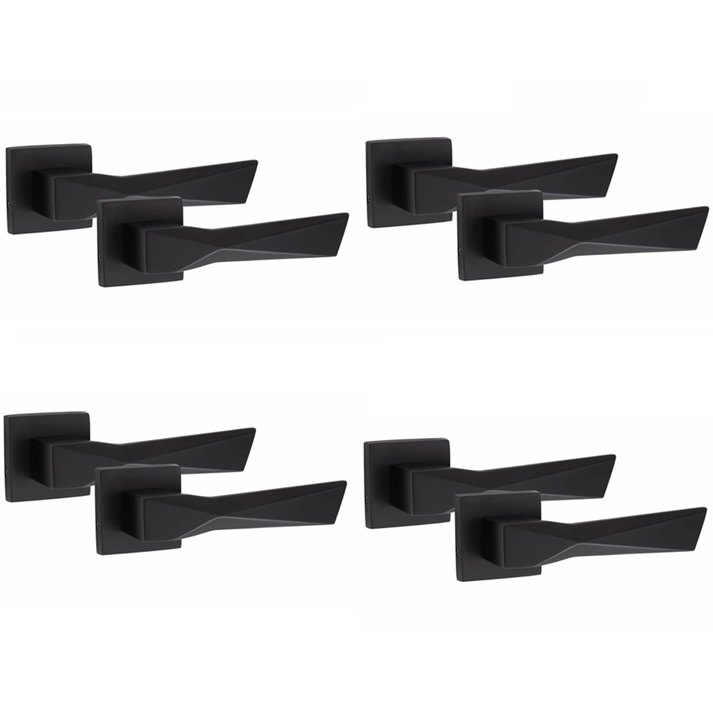 Golden Grace Matt Black Aura Door Handle Set 4 Pack Image 1