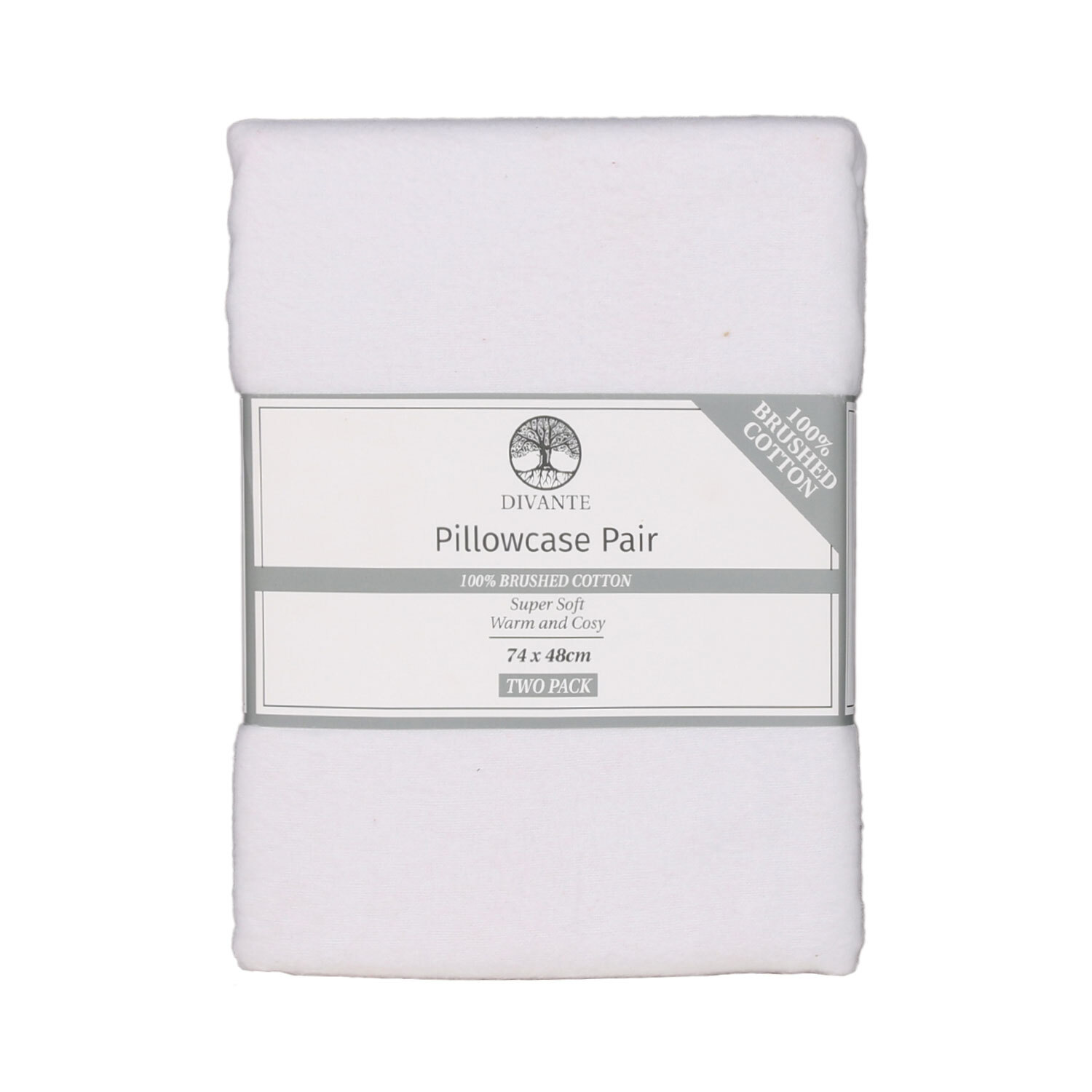 Divante White Brushed Cotton Pillowcase 2 Pack Image