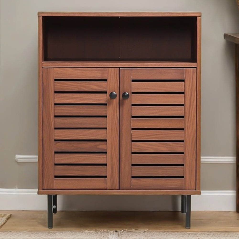 H&O Direct 2 Door Single Shelf Mid Century Wooden Sideboard Image 1