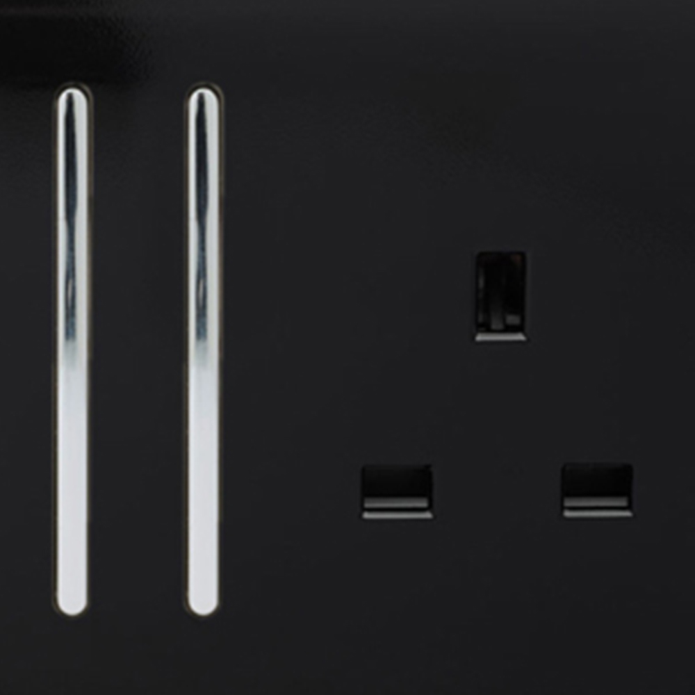 Trendi Switch 2 Gang Long Switch Piano Black Plug Socket 5 Pack Image 2