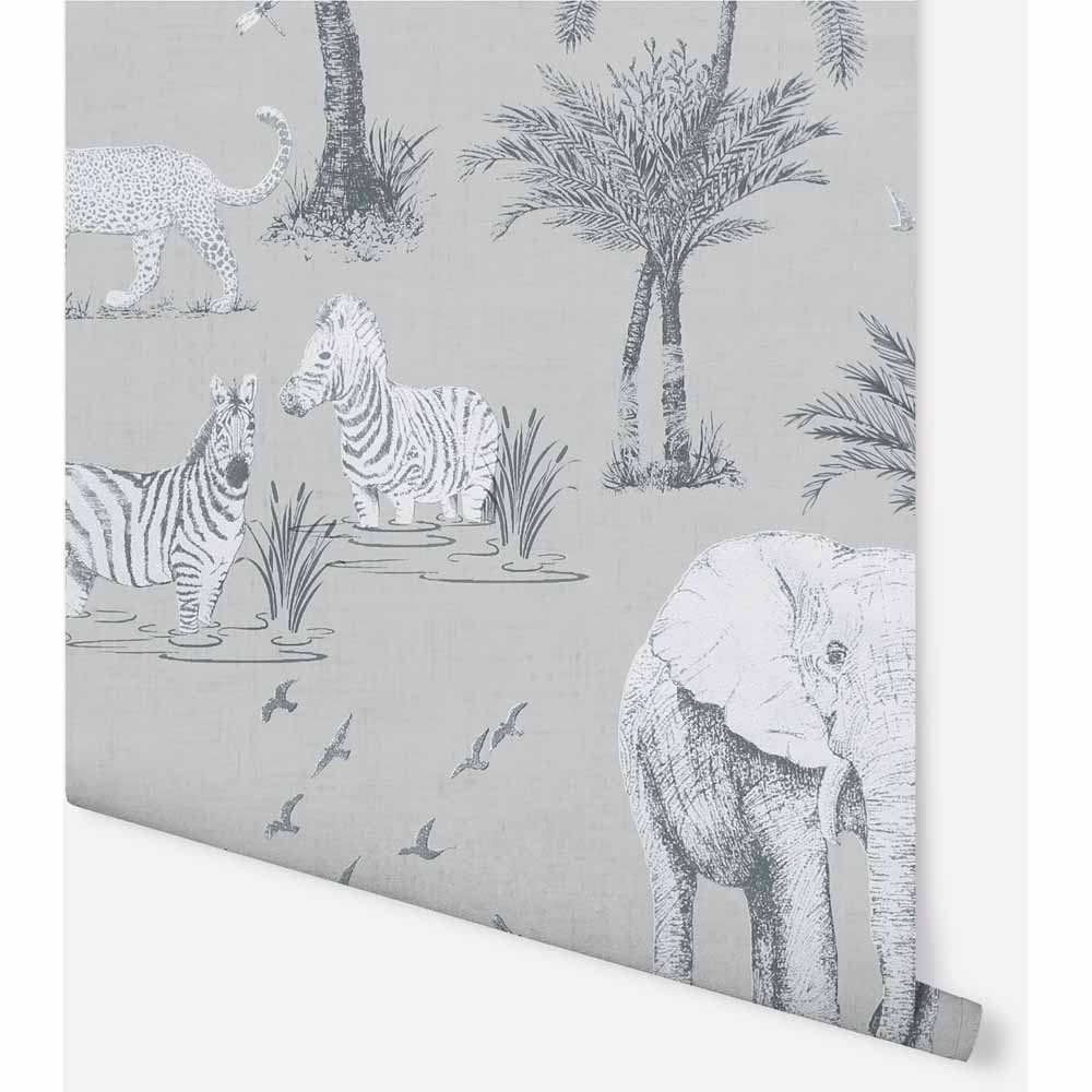 Arthouse Safari Lagoon Grey Wallpaper Image 3