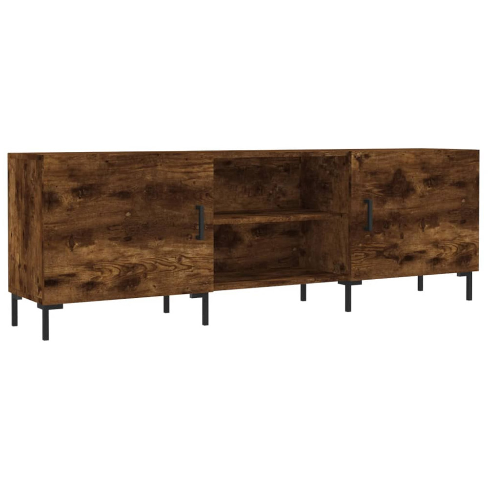 vidaXL 2 Door 2 Open Shelf Smoked Oak TV Cabinet with Metal Legs Image 2