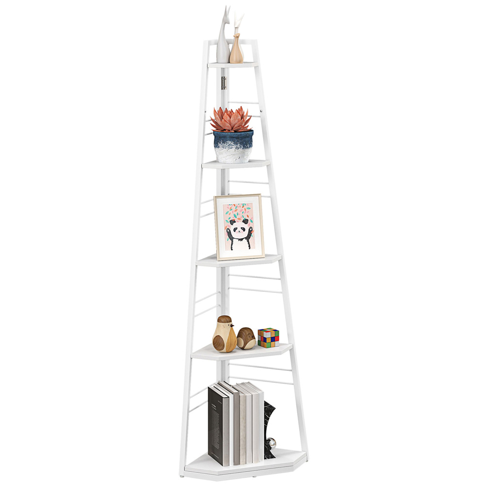 HOMCOM 5 Shelf White Corner Adjustable Shelving Unit Image 2
