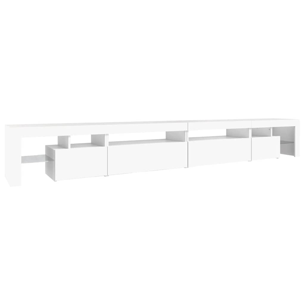 vidaXL 4 Door 6 Shelf White TV Cabinet with LED Lights Image 4