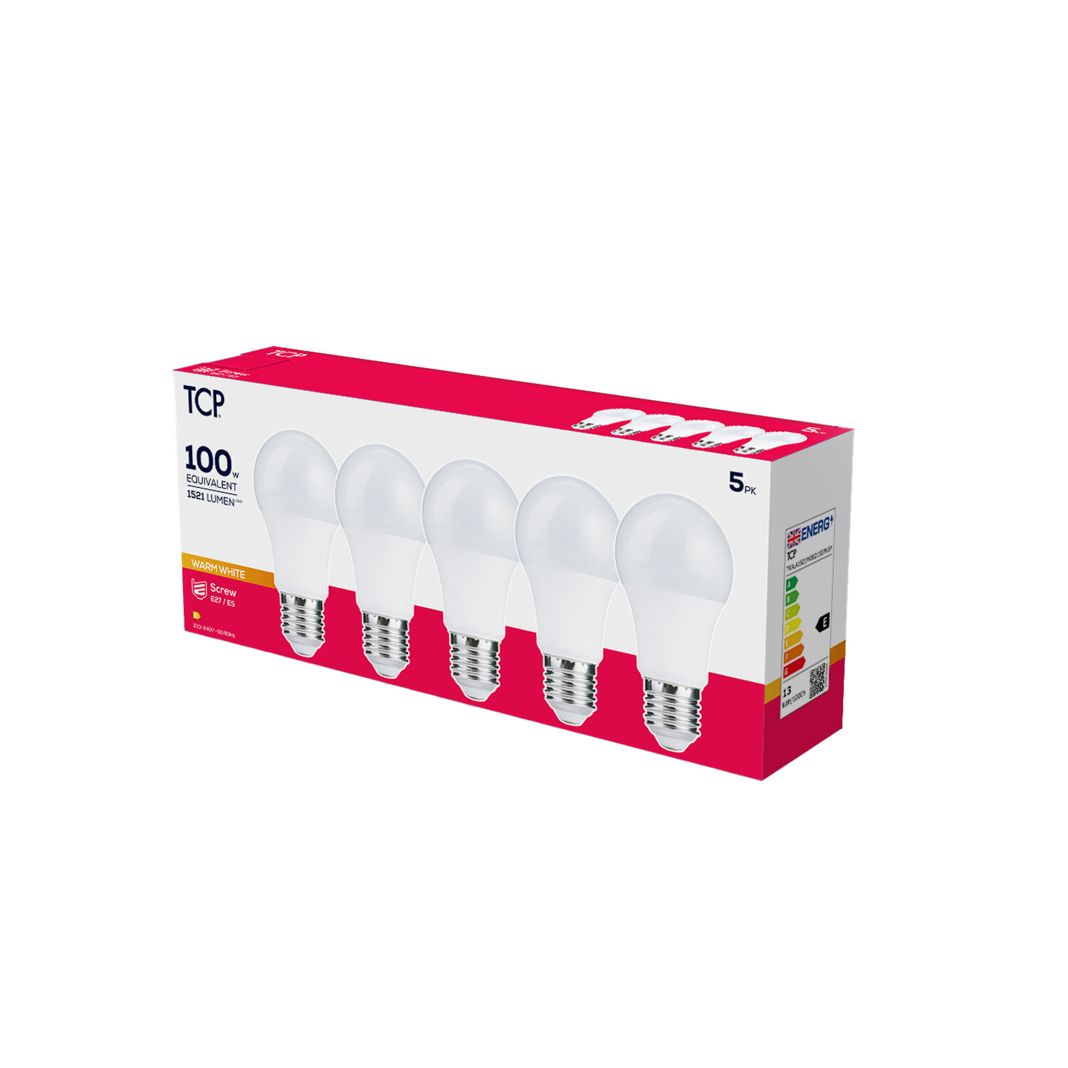 Pack of 5 TCP LED A Shape E27 Bulbs White 152 Image 1