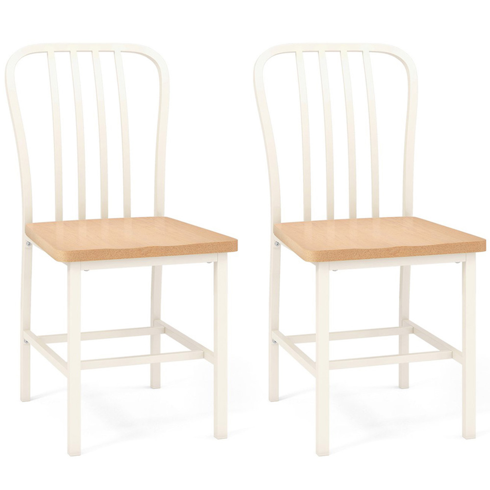 Costway Set of 2 White Dining Chair with Footrest Image 2