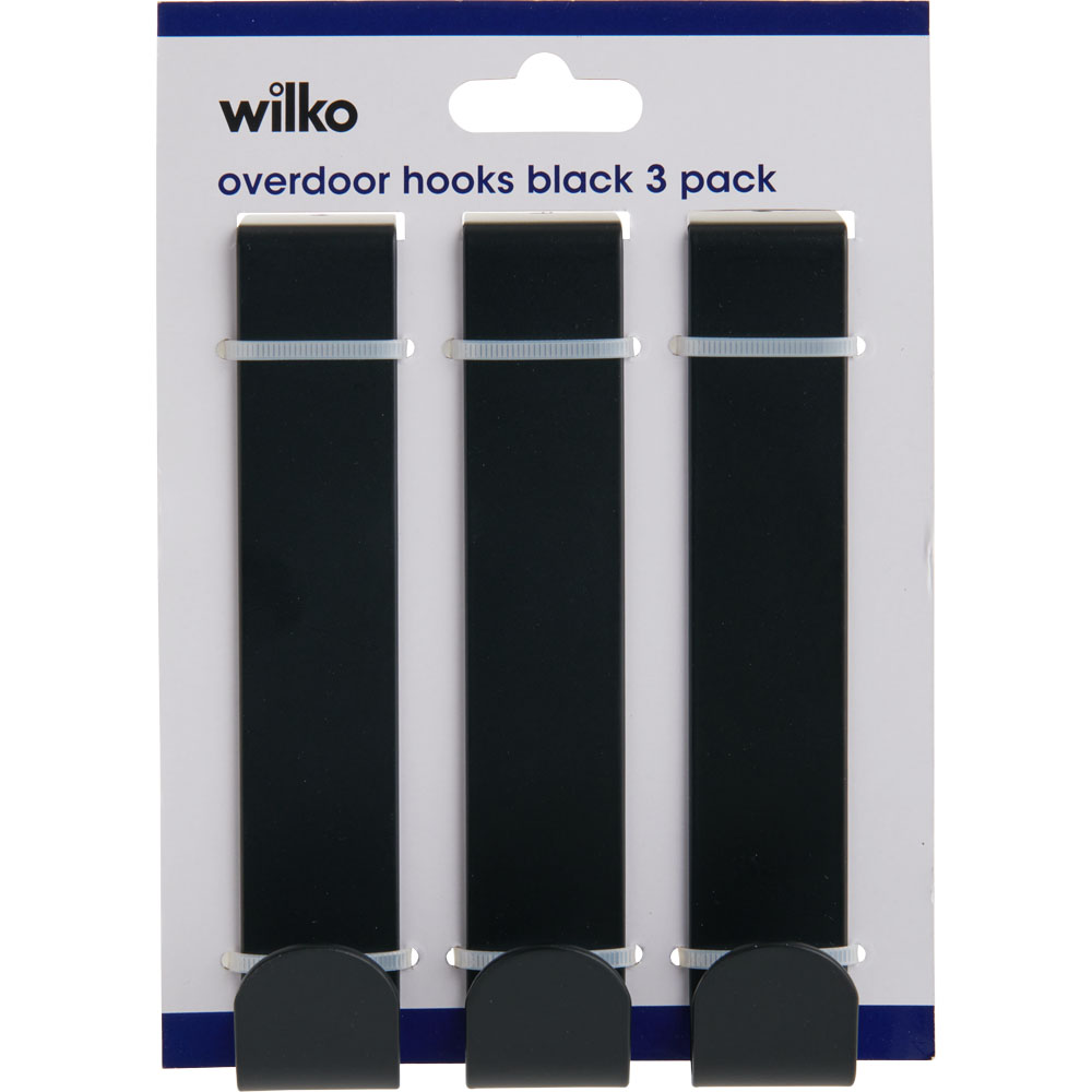 Wilko Overdoor Hooks Black 3 Pack Wilko