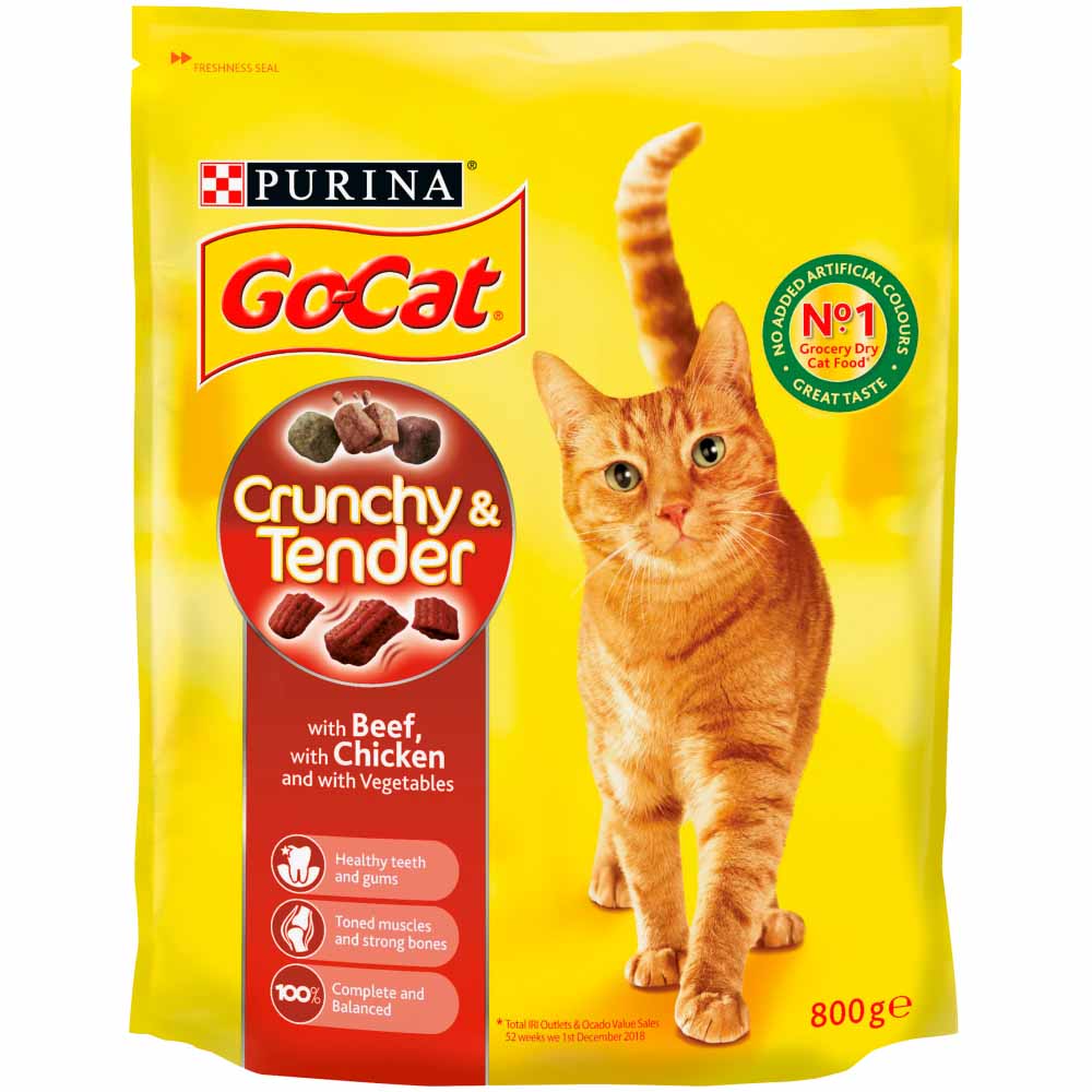 Go-Cat Crunchy and Tender Dry Cat Food Beef 800g Image 2