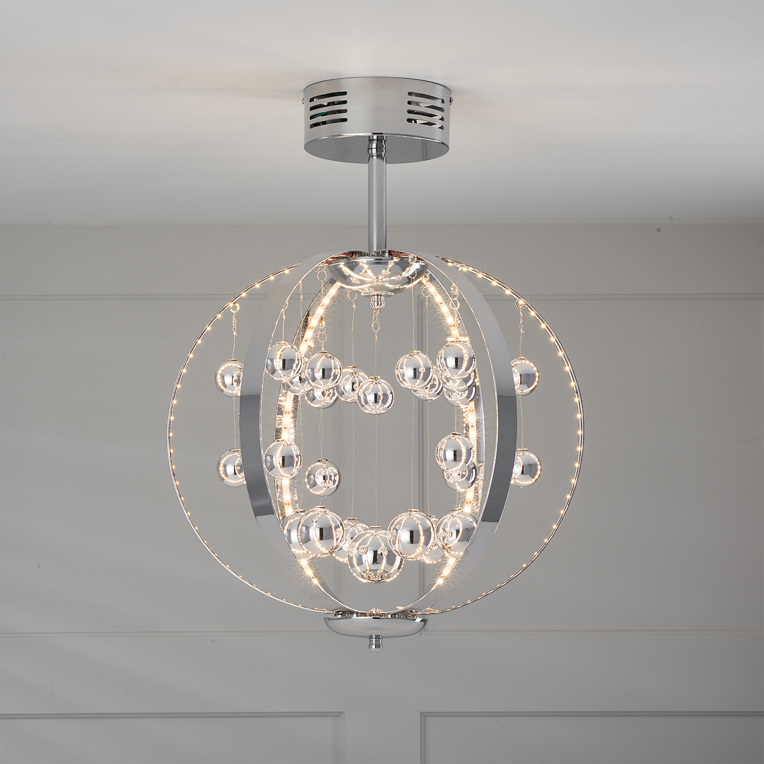 Chrome Orb LED Electrical Ceiling Fitting Image 3